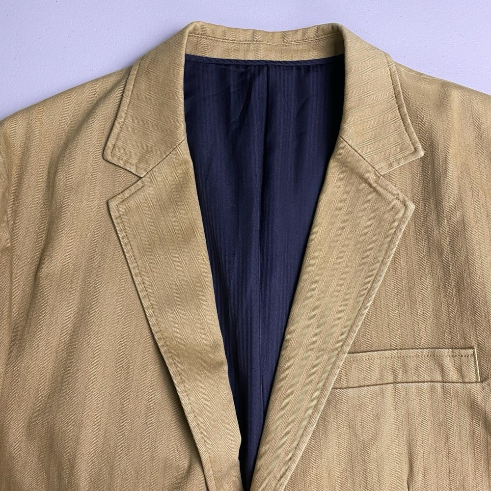 Saks Fifth Avenue Blazer Sport Coat Chore XL Mens Cotton Herringbone Brown VGUC